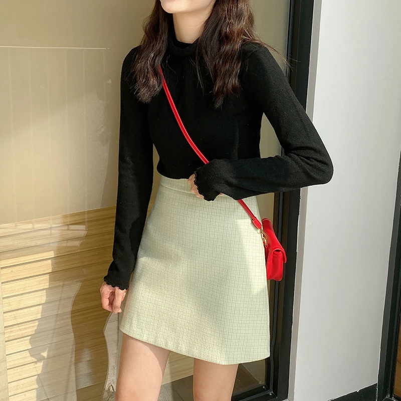 Винтажные клетчатые юбки женские осенние короткие юбки мини корейские Harajuku Юбки карандаш сексуальные офисные женские повседневные с высокой талией А-силуэта W103