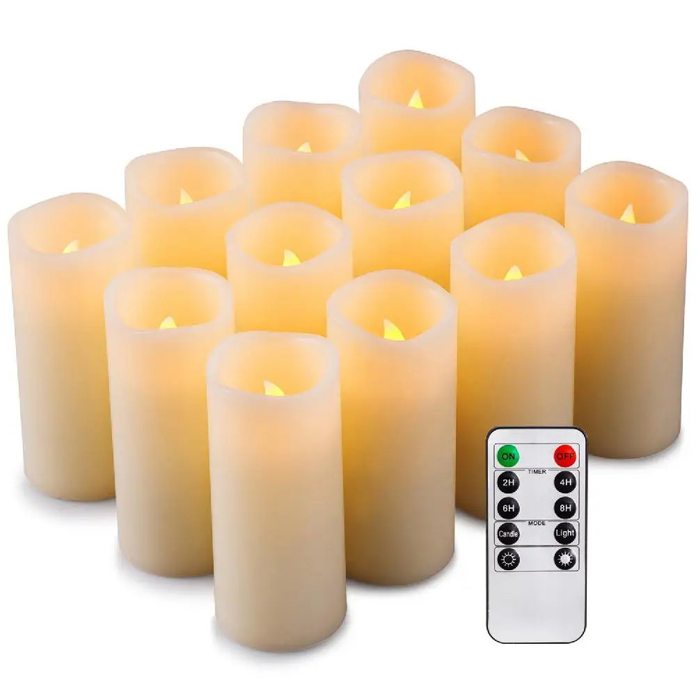 

Yfashion 12Pcs LED Electronic Flameless Candles Lights with Remote Control for Party Wedding Decor