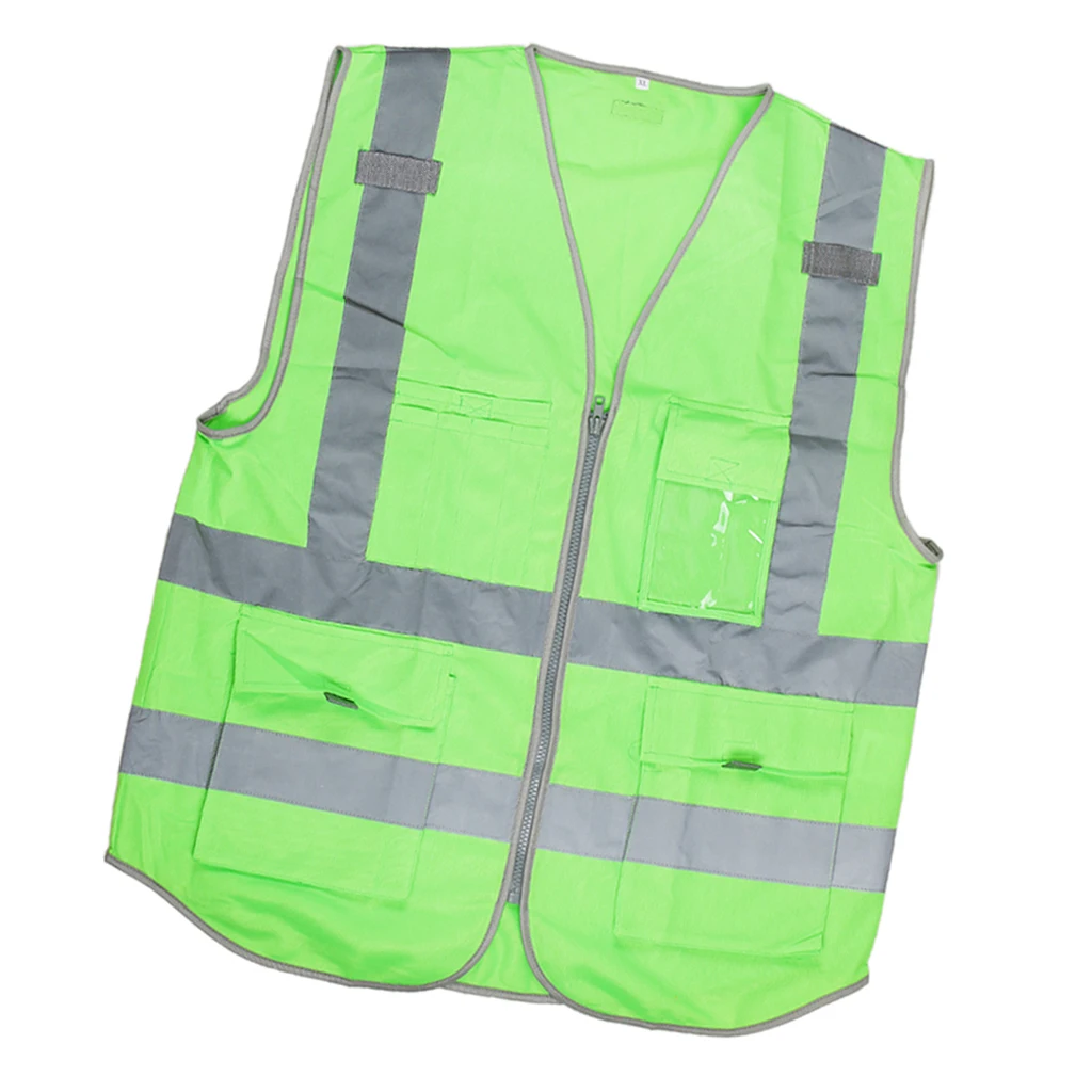 High Visibility Reflective Safety Vest with Pockets Zipper Breathable Mesh Jacket Waistcoat for construction, metro 112x67cm 