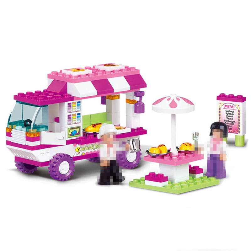 

102pcs Girl Friends Series Snack Car Dining Car Food Truck Model Building Blocks Figure Bricks Toys For Children Kids Gifts