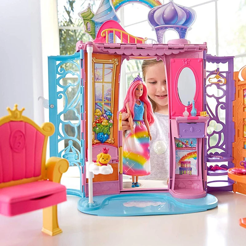 Capitán Brie Complejo De este modo New Barbie Doll Rainbow Castle Toy Set Shiny Holiday House Children Kids  Toys For Girls Frb15 - Dolls - AliExpress