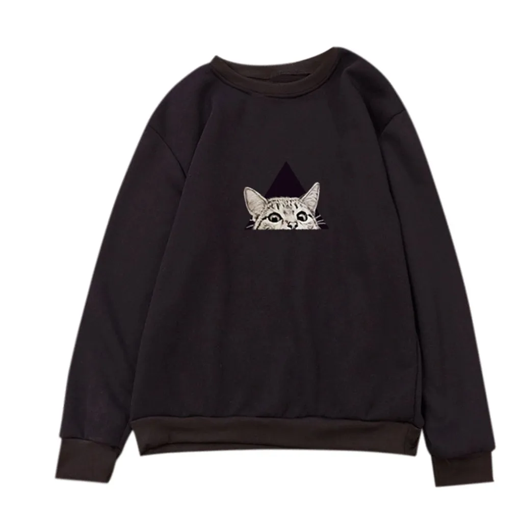 

Stylish Bar Autumn Men Women Cat Printed Sweatshirts Unisex Long Sleeve O-Neck Tops Pullover Funny Cartoon Print Hoodies Sweats