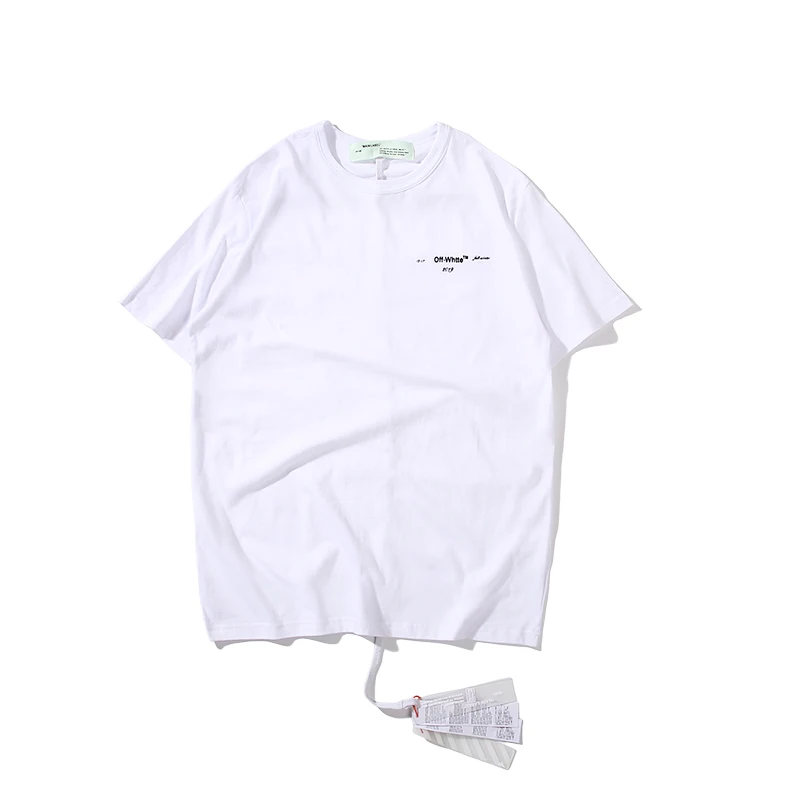 Рендеринг картина маслом стрела 19ss Выкл-Белая Мужская/Женская мода пара влюбленных моделей хлопок Повседневная футболка с коротким рукавом с круглым вырезом