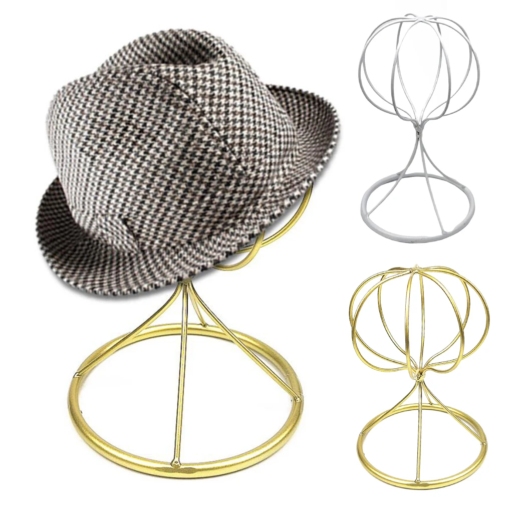 2pcs Balloon Style Metal Hat Helmet Holder Tabletop Wig Display Stand 22cm