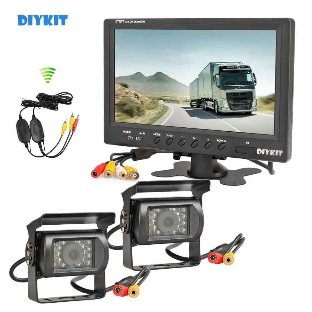 DIYKIT беспроводной 12VDC " монитор заднего вида Автомобильный монитор+ заднего вида Водонепроницаемый CCD Автомобильная камера для автобуса лошадь прицеп, дом на колесах