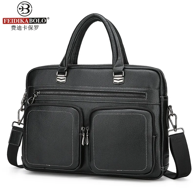 

2017 New Style MEN'S Real-leather Bag Business Hand Document Computer Crossbody Bag Men Cowhide Casual Bag