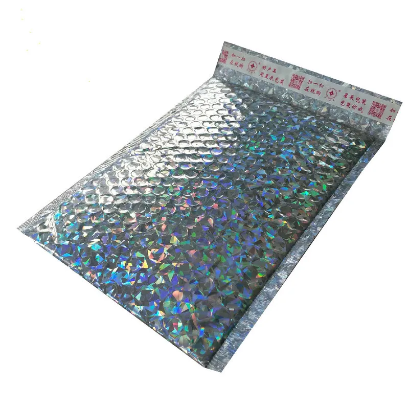 50PCS/Pack 15*18cm Laser Packaging Shipping Bubble Mailer Gold Foil Plastic Padded Envelope Gift Bag Mailing Envelope Bag