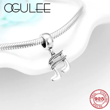 

New Authentic 925 Sterling Silver Musician happy note Charm Pendant Diy Fit Original European Bracelet Women Jewelry Accessories