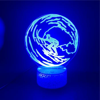 

Alarm Clock Base Surfing Sports LED Night Light USB Touch Sensor Decoration Child Kids Bedroom Bright Base Atmosphere for Room