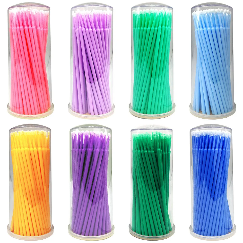 Microcepillo desechable para pestañas extensión individuales, hisopo para quitar pestañas, herramientas de extensión de pestañas, 100 Uds.