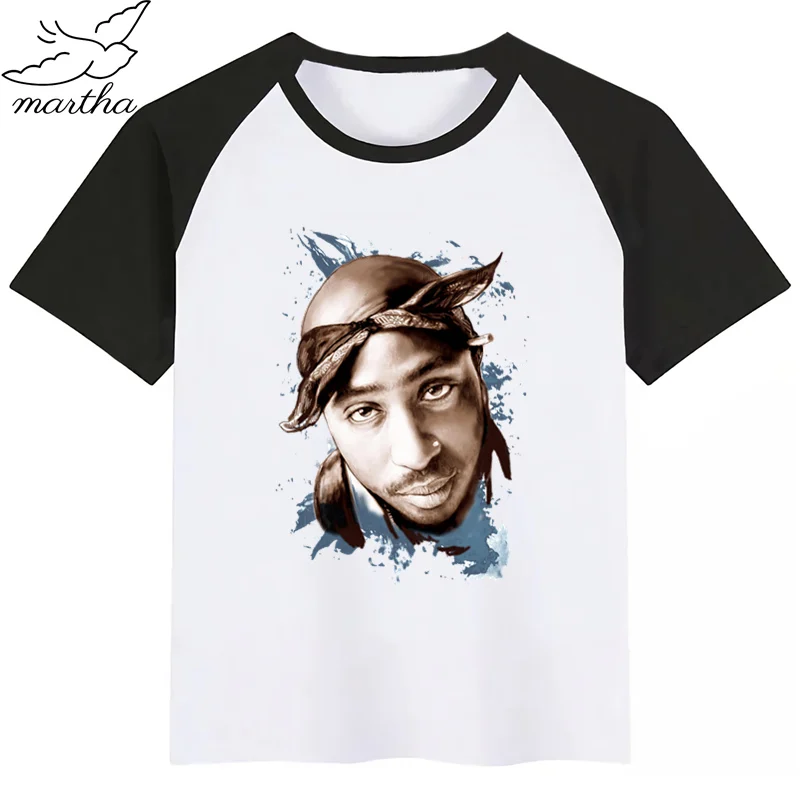 Американский раппер Тупак макавели 2pac, Детская летняя забавная футболка для девочек и мальчиков детская футболка с принтом модная повседневная одежда для малышей - Цвет: Black