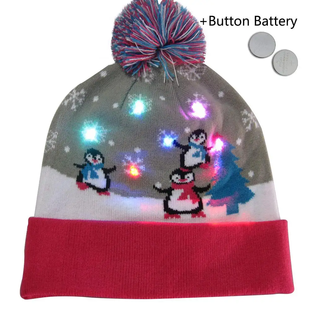 Рождественские шапки, СВЕТОДИОДНЫЙ Красочный светильник, Вязаная Шерстяная кепка, шляпа, Рождественская шапка Санты, светильник, вязаная шапка для детей и взрослых - Цвет: 104
