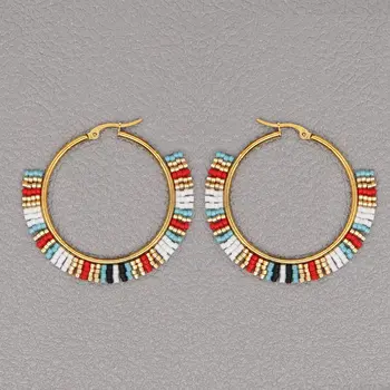 

Go2boho Hoop Earrings For Women Jewelry Fashion Miyuki Bead Earring Bohemian Colorful Jewellery Stainless Steel Pendientes Gifts