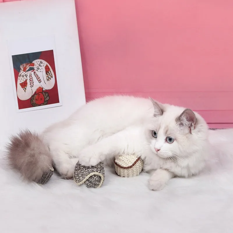 Игрушка для кошек, шлифовальный коготь, сизальный шар, забавная игрушка для кошек, шар, Экологически чистая Нетоксичная игрушка для укуса, забавная игрушка для кошек, мяч N1