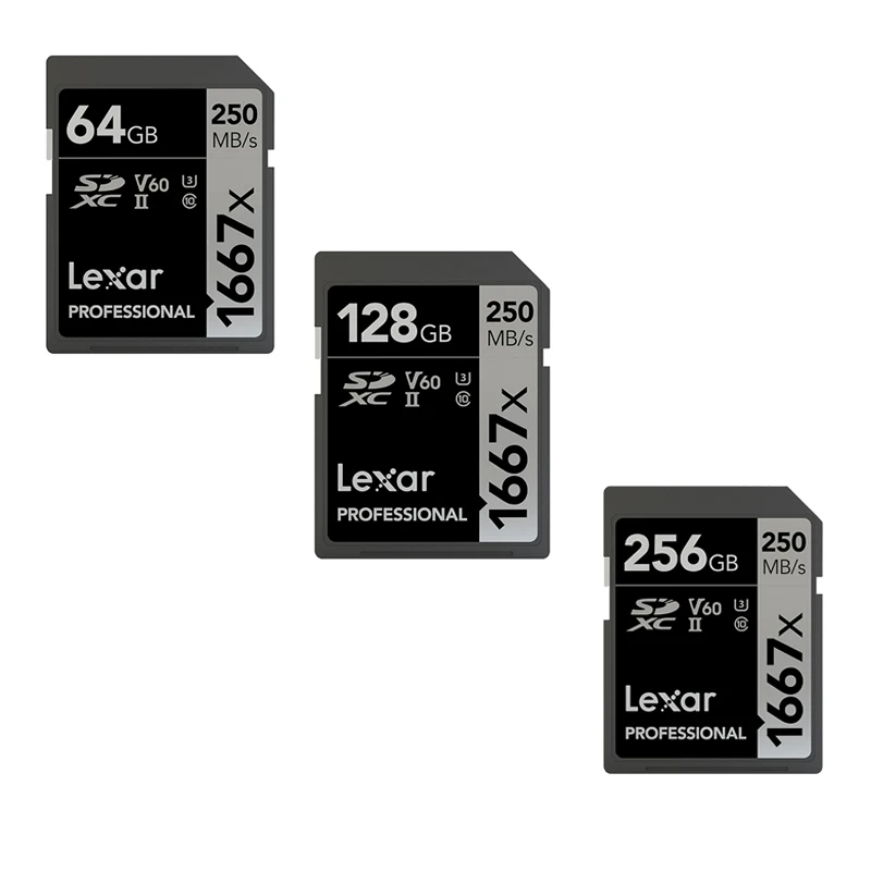 Lexar 100% Original 1667x SD Card UHS-II C10 64GB 128GB High Speed 250MB/s 256GB V60 U3 Memory For 3D 4K HD video Camera | Компьютеры и