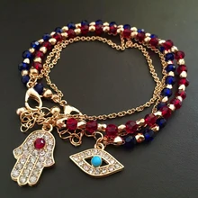

Fashion Women Fashion Jewelry Charm Hamsa Hand Lucky Evil Eye Beads Bracelet