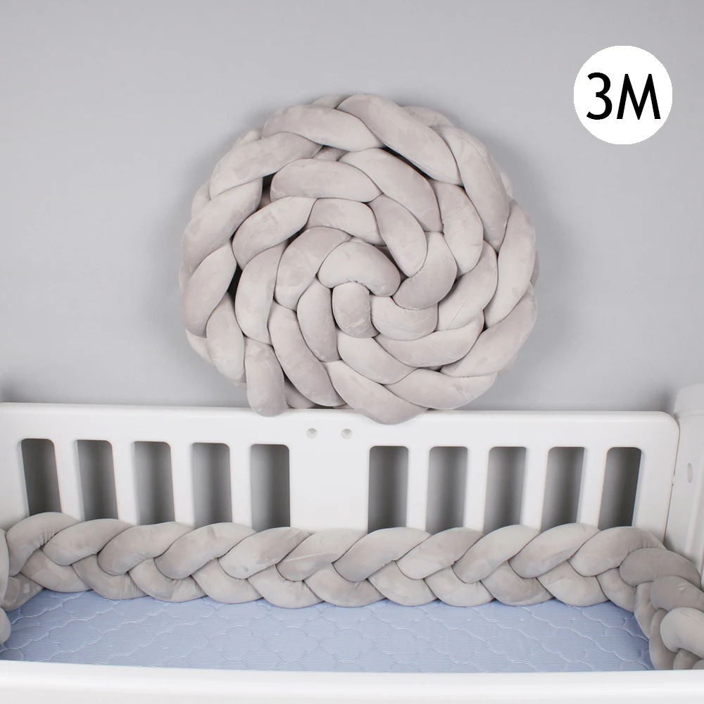 Baby Bed Bumper 1M/2M/3M Braid Knot Pillow Cushion Bumper for Infant Bebe Crib Protector Cot Bumper Room Decor