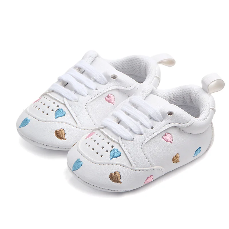 

2019 Brand Newborn Toddler Infant Baby Girl Boy Soft Sole Canvas Crib Shoes New White Sneaker Prewalker Ventilated Baby Shoes