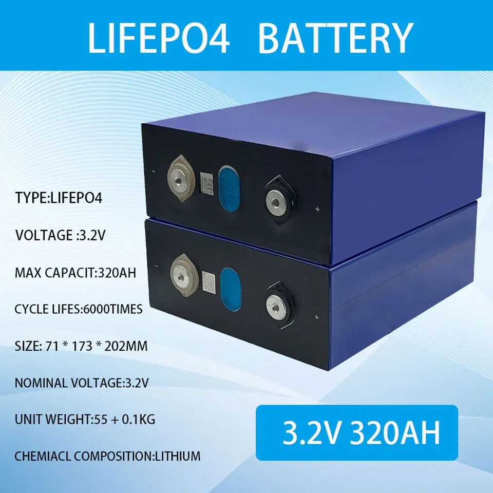 3.2V 320AH cells BRAND NEW 48V Lifepo4 battery 310AH Grade A 12V 24V Rechargeable Battery Pack EU US Tax Free With Busbars | Электроника