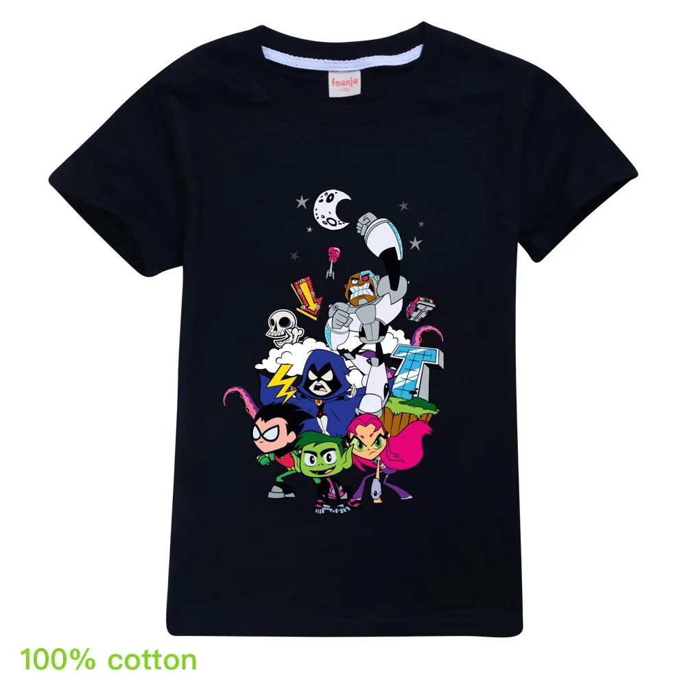 

Summer Teen Titans GO cartoon Tshirt Teen print Clothing Toddler Boys Tops T shirt kids Summer Boys t-shirts Baby Girls clothes