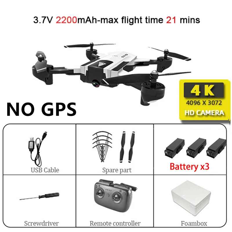 White 4K 3B SG900S Quadcopter GPS, Wi-Fi, р/у Дрон с 4K HD Двойная камера, Follow Me(следуй за мной) FPV Профессиональный беспилотник с Срок службы Батареи Игрушка Дети SG900 - Цвет: White 4K 3B