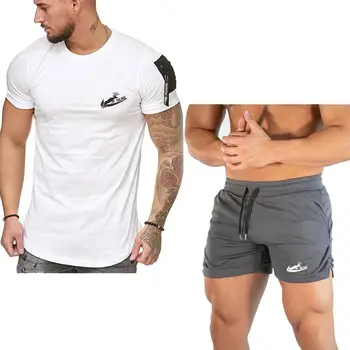 

2020 Trend Shorts For Men 2 Piece Tracksuit Set Hip hop cotton Short Sweatshirt And Beach Shorts Casual T Shirt Sportswear Set