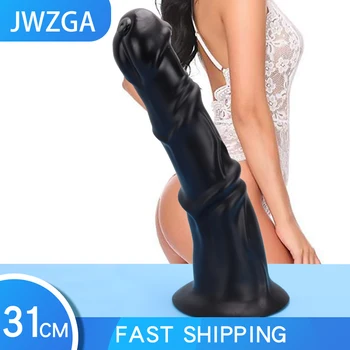 JWZGA Huge Horse Dildo  Masturbators Sex Toy For Adult Plastic Dick Anal Sex G-Spot Fisting Animal Penis With Suction Cup 18 1