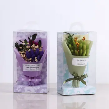 

Mini Artificial Dried Flower Bouquet Gift Romantic Valentine's Day Gift with Box Home Garden Festive Party Dried Flowers Decor