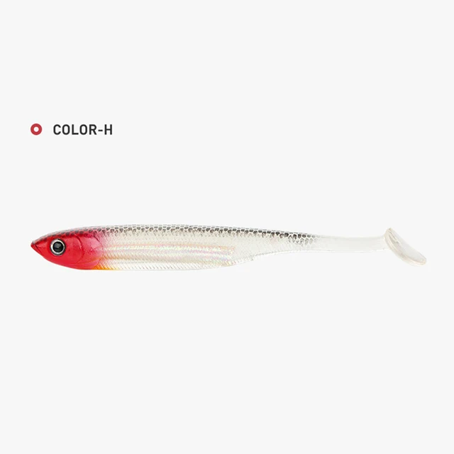 B&U 10cm 12.8cm Fishing Soft Bait T Tail fish artifical bait Fishing Lures Rainbow Color Sequin Swing Fishing Spinner Bait RED HEAD