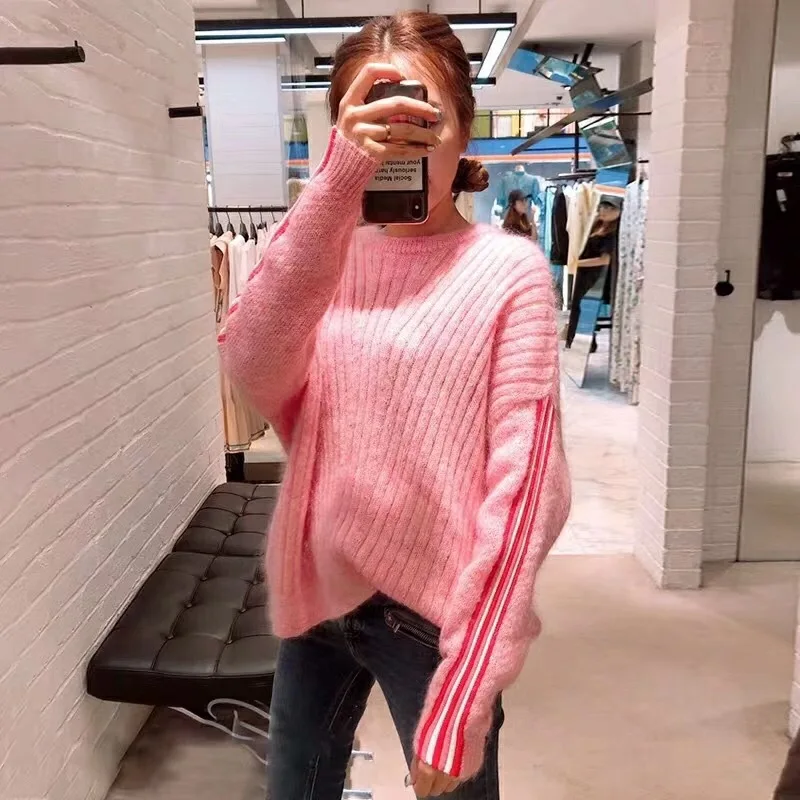 

Women Sweater Pink Knitted Wool Sweater
