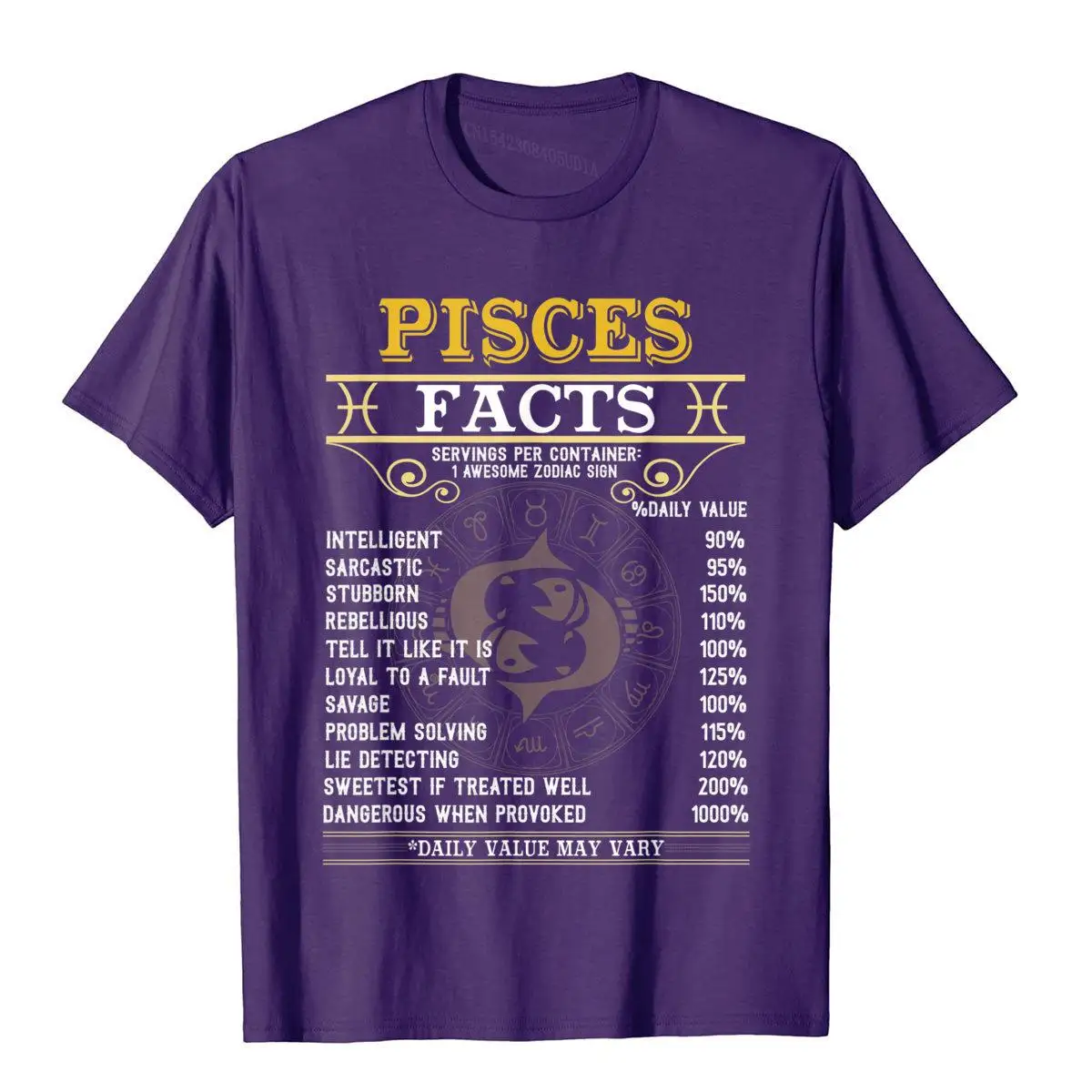 Pisces Facts Zodiac Signs Funny Birthday Gifts Men Women T-Shirt__B7308purple