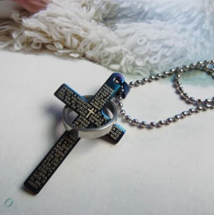 Fashion 3 Colors Stainless Steel Necklaces Men/Brand Prayer Cross Men Pendant Necklaces Jewerly