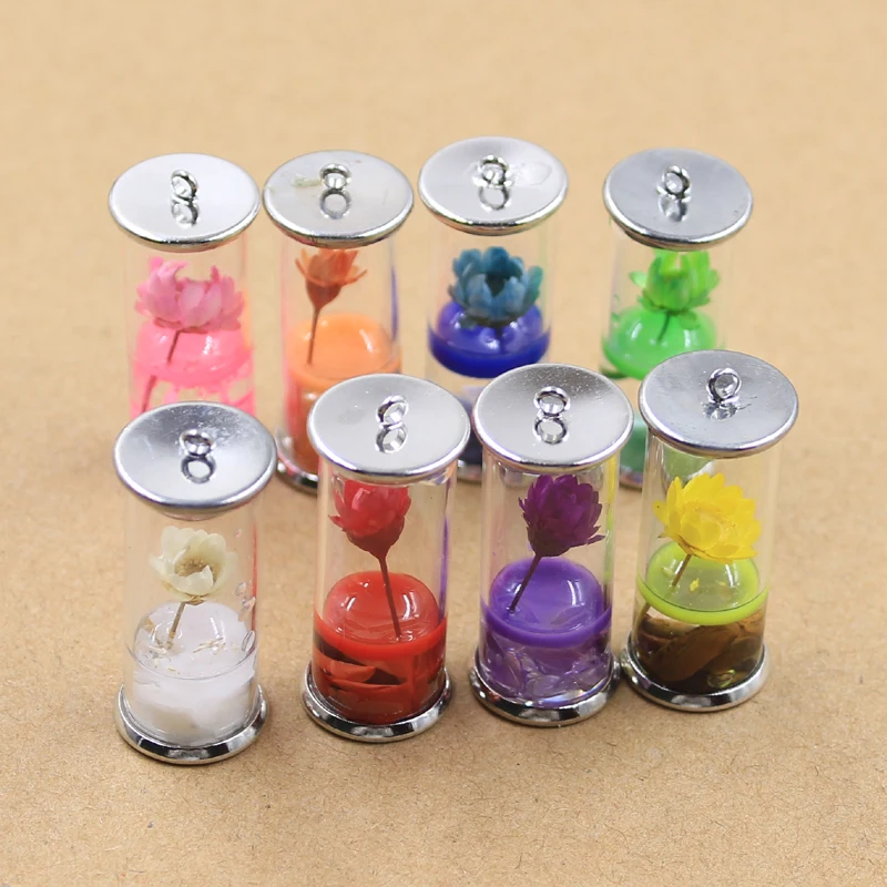 4 stücke Charms Echt Getrocknete blume schwimm flasche Glas Anhänger Handwerk, Die Entdeckungen Handgemachten Schmuck DIY für Ohrringe Halskette