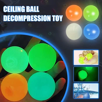 4/8pcs Ceiling Sticky Ball Decompress Stress Relief Ball Glowing Stress Relief Toy Tear-Resistant Fun Toy for Kids Adult LBV