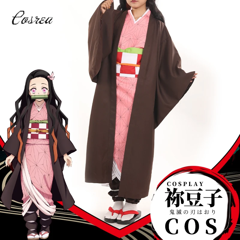 Аниме Demon Slayer: Kimetsu No Yaiba Косплей Kamado Nezuko косплей костюм парик обувь женщина