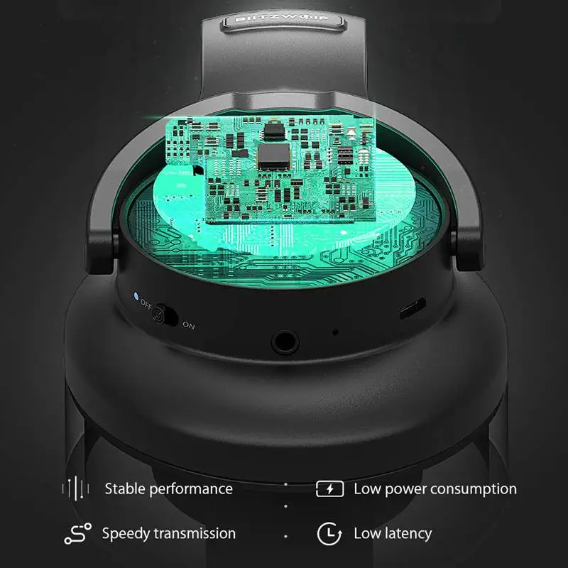 BlitzWolf BW-HP2 Bluetooth V5.0 Headphones Wireless Headset 50mm Driver Touch Control Foldable Over-Ear Gamer Headset with Mic