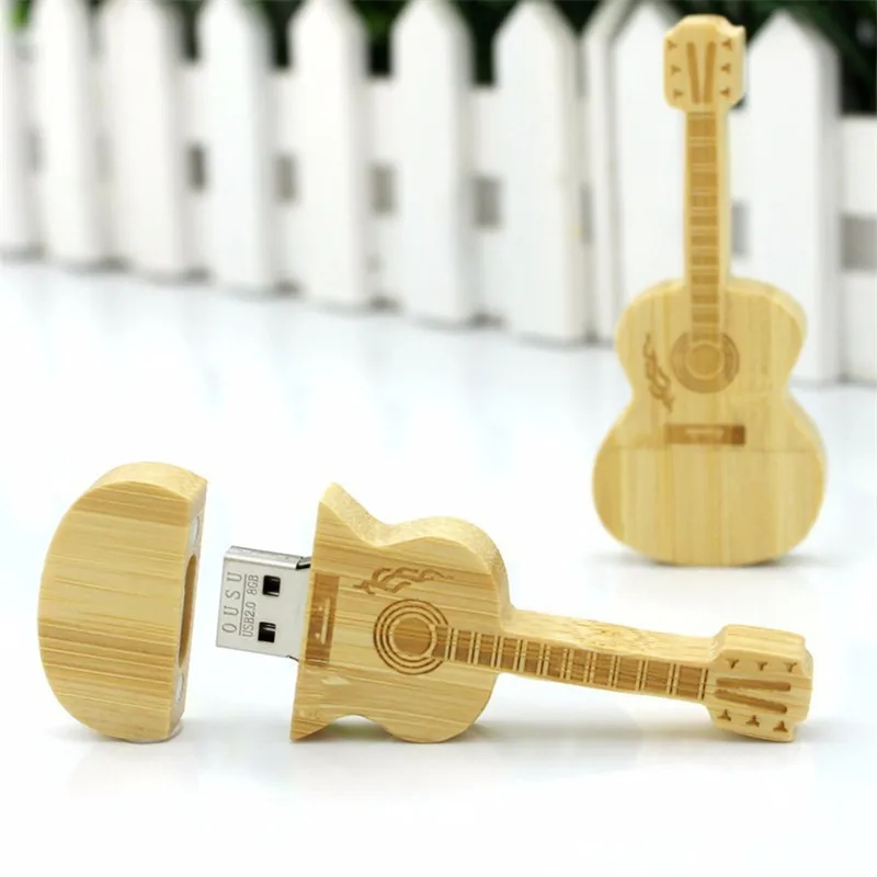 USB-диск Деревянная Карта памяти флешки, USB флеш-карта накопитель 4 ГБ 8 ГБ 16 ГБ 32 ГБ 64 ГБ 128 Гб ручка привод деревянная гитара в подарок
