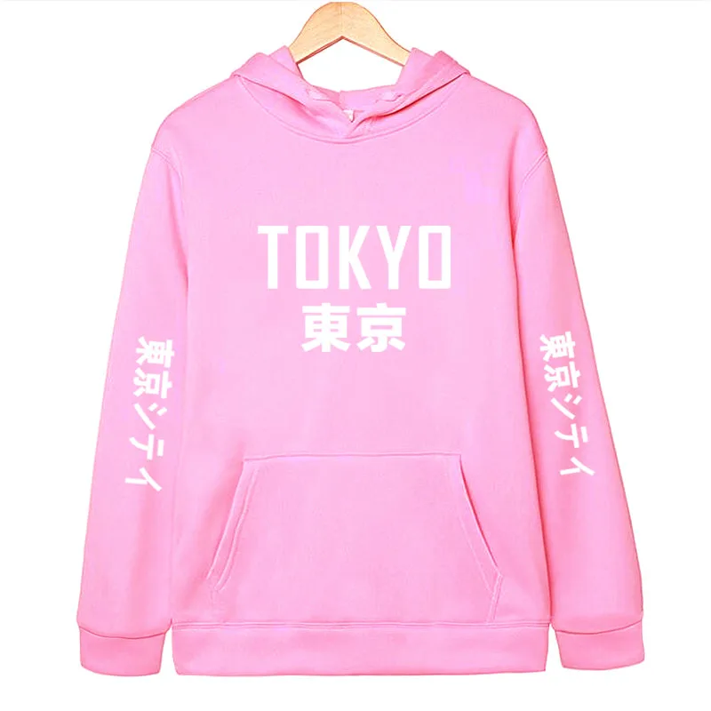 Pink Новинка, осенне-зимние толстовки с капюшоном, толстовки в стиле Харадзюку, толстовки с капюшоном в стиле Токийского города, модная верхняя одежда, толстовки с капюшоном в стиле хип-хоп - Цвет: Pink