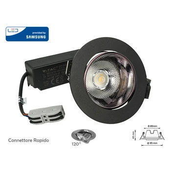 

V-TAC FP20052C spotlight Led COB downlight 10W 3000K round adjustable reflector casing black Chip Samsung SKU-20051