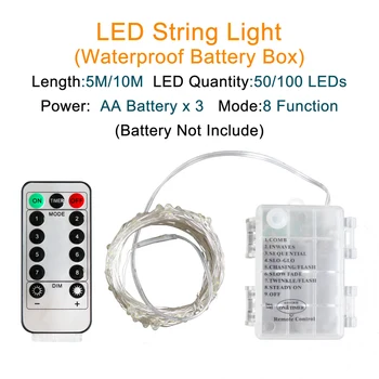 

50LEDS/100 LEDS Starry Strip Battery Lights Fairy LED Transparent Copper Wire For Party Christmas wedding