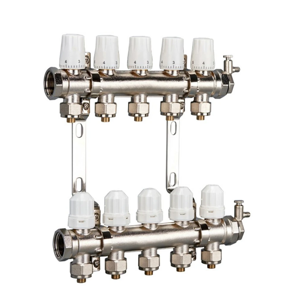 

Brass 2 To 9 Ways Large Flow Double Hand Of Floor Heating Water Geothermal and Separator Valve