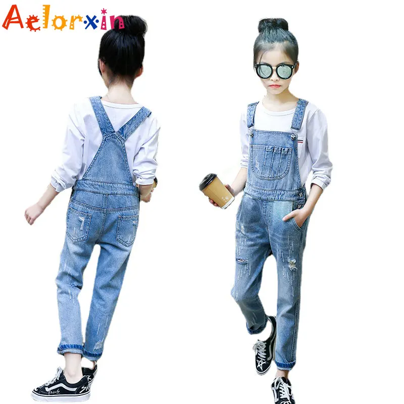 

Denim Overalls High Quality Spring Children Clothing 2017 Girls Denim Jumpsuit Fashion Teenage Autumn Kids Pants for Girls 2T-14