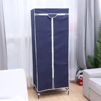 

High-grade Non-woven Fabric Combination Portable Wardrobe Closet Dustproof Storage Organizer with Metal Shelves for School Stude