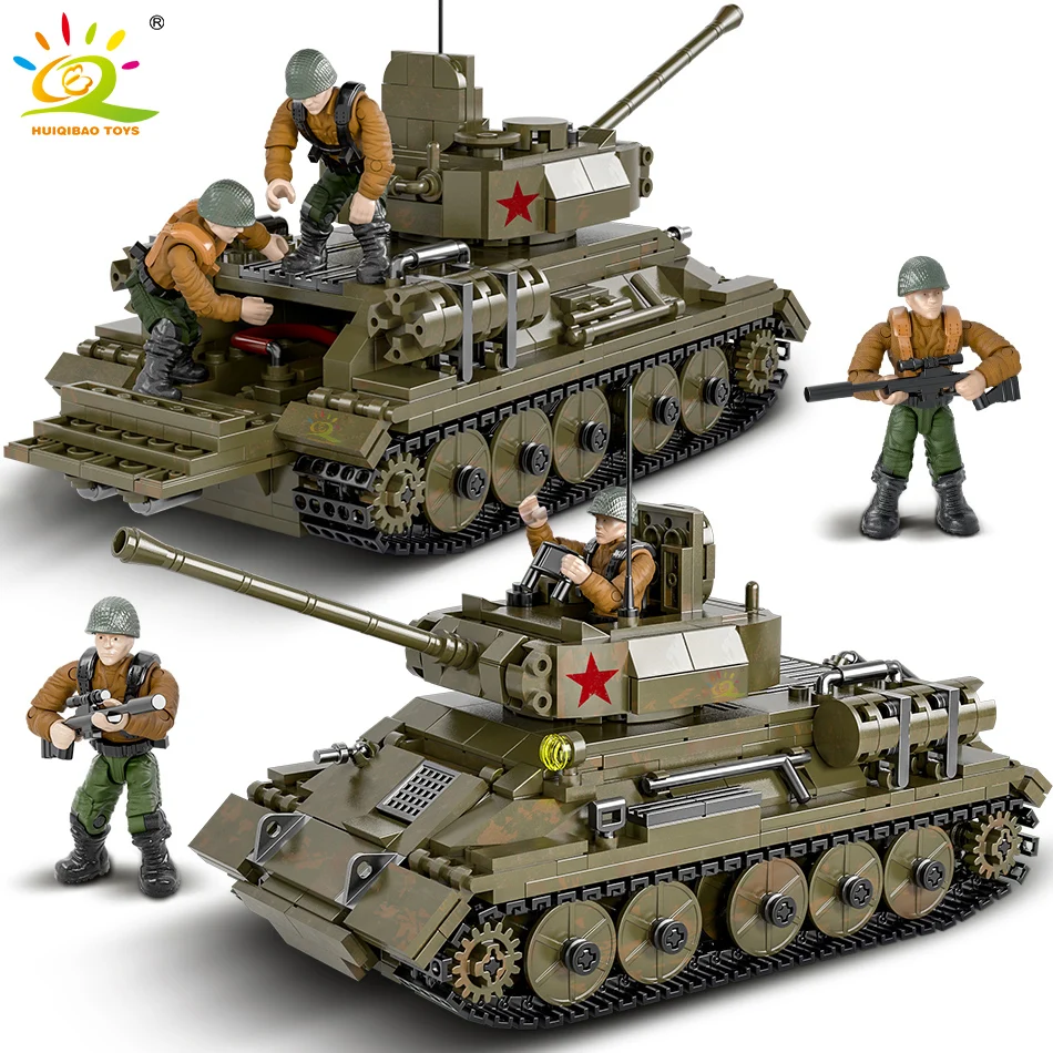 Набор строительных блоков HUIQIBAO T34 военный большой танк 854 шт. | Игрушки и хобби