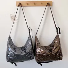 Зимняя женская сумка на плечо, Женская Повседневная Хлопковая Сумка-тоут, Сумка с подкладкой из пуха, женские сумки через плечо