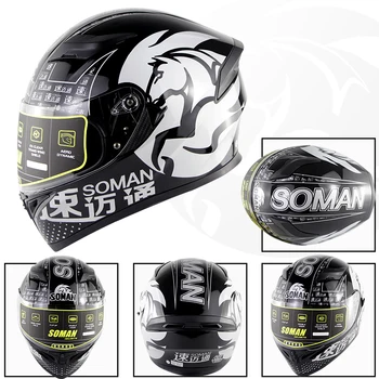 

Soman SM960 ECE Approved Double visor Lens Highway Riding Motorcycle Helmet casco capacete moto Full-face scooter Helmets