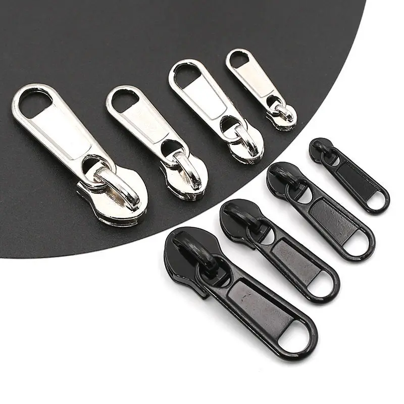 8Pcs 4 Sizes Replacement Metal Zipper Pullers Universal Double-sided Nylon Zipper Pull For Clothes Repair Sliders Head