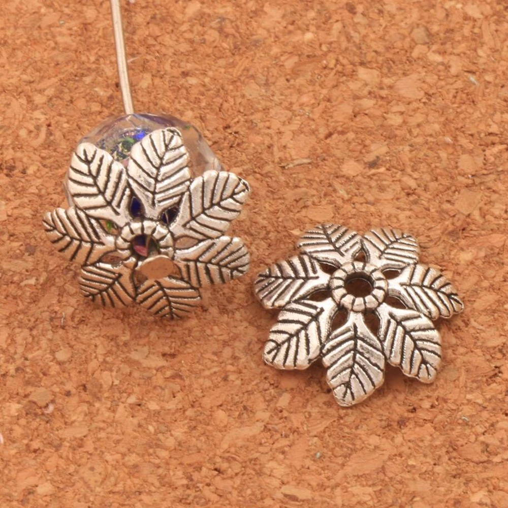 45Pcs Leaf Bali Style Design Bead Cap 15.3x15mm Tibetan Silver Jewelry Findings Components L1074 LZsilver | Украшения и