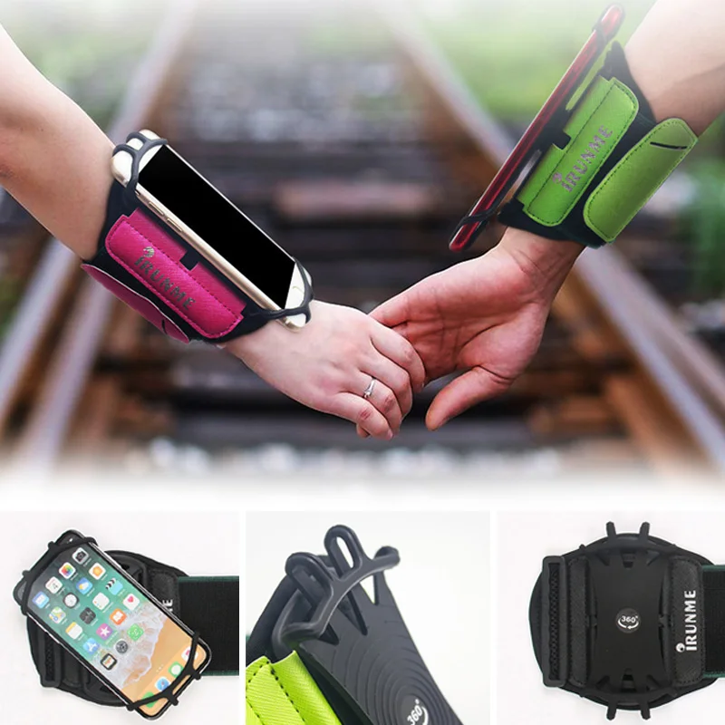 360 Degree Rotatable Sport Wristband Cell Phone Holder for 4.0-6.5in Phones Walking Jogging Running New