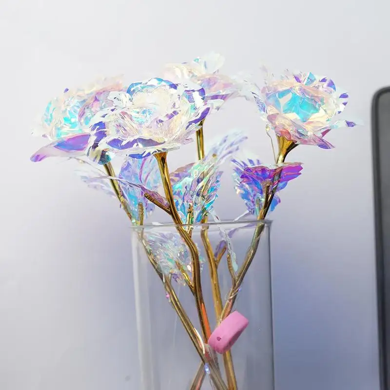 

1PCS Simulation Eternity 24K Gold Gold-plated Polyethylene Rose Flower Rainbow Valentine'S Day Romantic Flower Wedding Gift